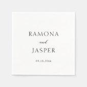 Serviette En Papier Simple noir et blanc Gras Mariage moderne (Devant)