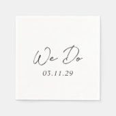 Serviette En Papier Simple noir et blanc Mariage moderne (Devant)