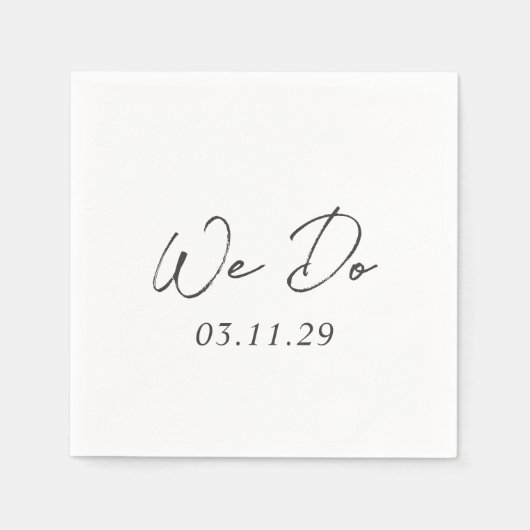 Serviette En Papier Simple noir et blanc Mariage moderne (Devant)