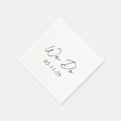 Serviette En Papier Simple noir et blanc Mariage moderne (Coin)