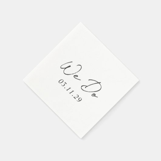 Serviette En Papier Simple noir et blanc Mariage moderne (Coin)