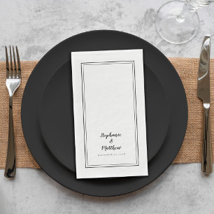 Serviette En Papier Simple Noir Moderne Minimaliste Mariage Dîner