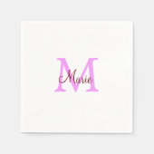 Serviette En Papier simple nom minimal ajouter monogramme rose rouge (Devant)