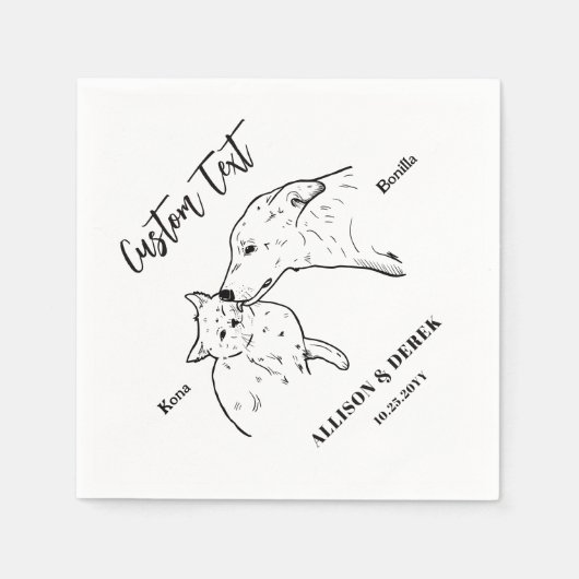 Serviette En Papier Simple Nous faisons trop Chien Chat Mariage Nom de (Devant)