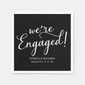 Serviette En Papier Simple Nous sommes Engaged Engagement Party Noir (Devant)