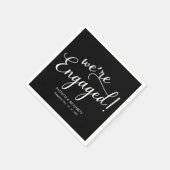 Serviette En Papier Simple Nous sommes Engaged Engagement Party Noir (Coin)