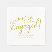 Serviette En Papier Simple Nous sommes engagés Engagement Party Gold (Devant)