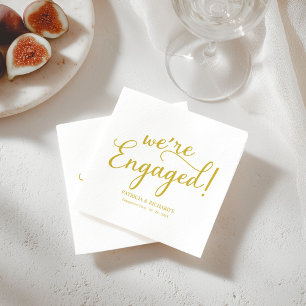 Serviette En Papier Simple Nous sommes engagés Engagement Party Gold