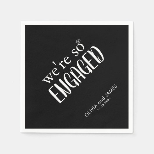 Serviette En Papier Simple nous sommes si engagés Fiançailles de bague (Devant)