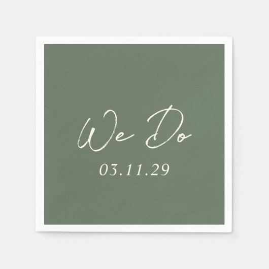 Serviette En Papier Simple Olive Green Mariage moderne (Devant)