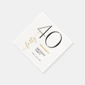 Serviette En Papier Simple Or Noir et Blanc 40 Ans (Coin)