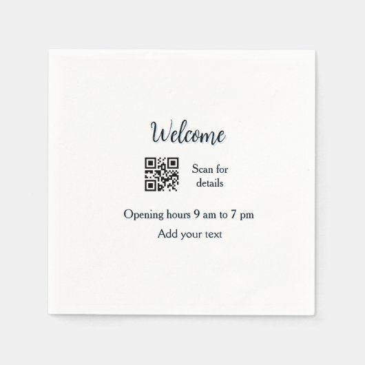 Serviette En Papier Simple ouverture de bienvenue code-barres QR ajout (Devant)