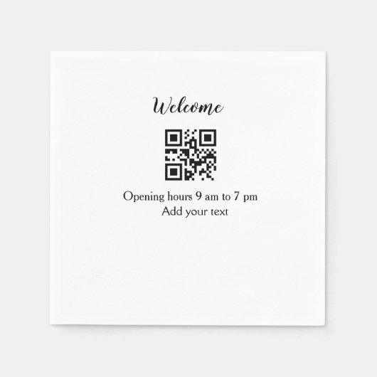 Serviette En Papier Simple ouverture de bienvenue code-barres QR ajout (Devant)