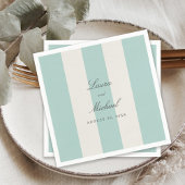Serviette En Papier Simple Pale Teal Cabana Stripes Wedding