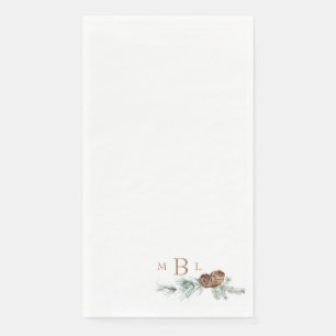 Serviette En Papier Simple Pin Cone Folio Or Monogramme Vacances