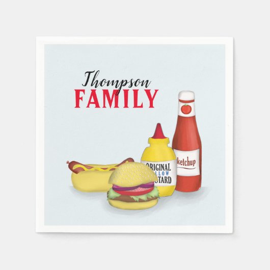Serviette En Papier Simple Pique-nique Aquarelle Hamburger Hotdog Mign (Devant)