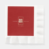 Serviette En Papier Simple Rectangle double bonheur Mariage chinois (Devant)