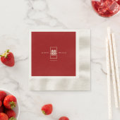 Serviette En Papier Simple Rectangle double bonheur Mariage chinois (En situation)