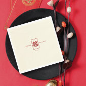 Serviette En Papier Simple Rectangle double bonheur Mariage chinois