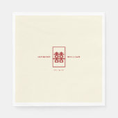 Serviette En Papier Simple Rectangle double bonheur Mariage chinois (Devant)