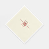 Serviette En Papier Simple Rectangle double bonheur Mariage chinois (Coin)