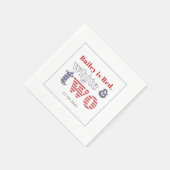 Serviette En Papier Simple Retro Rouge Blanc Deux 2e fête d'anniversai (Coin)