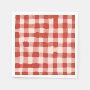 Serviette En Papier Simple Rose Rouge Aquarelle Carreaux Baby Shower