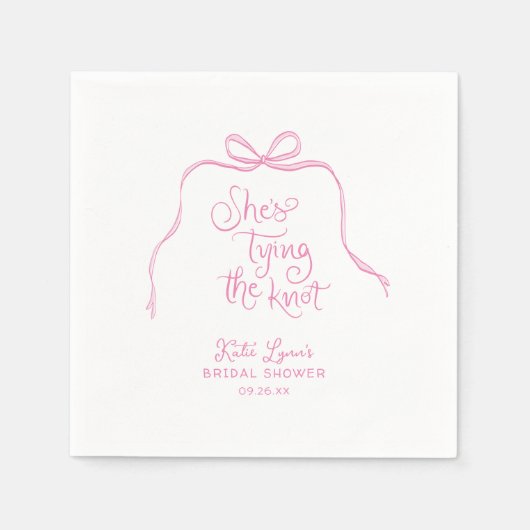 Serviette En Papier Simple Rose Ruban Baby Shower (Devant)