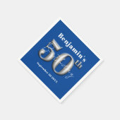 Serviette En Papier Simple Royal Blue moderne et Silver 50e anniversai (Coin)