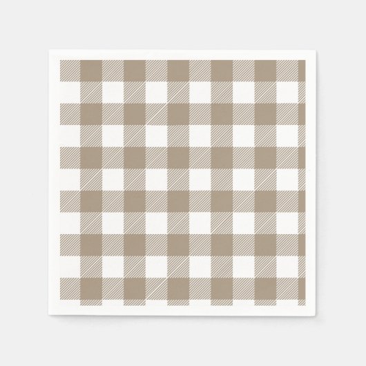 Serviette En Papier Simple Rustic Brown Plaid  (Devant)