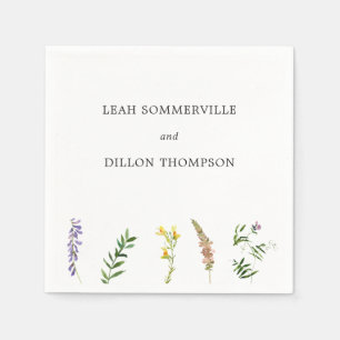 Serviette En Papier Simple Rustique Bohème Floral Fleurs Sauvages Mari