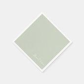 Serviette En Papier Simple Sage Clair Blanc Texte Mariage Cocktail (Coin)