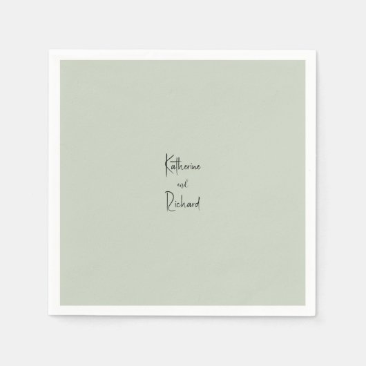 Serviette En Papier Simple Sage Léger Personnalisé Mariage Cocktail Se (Devant)