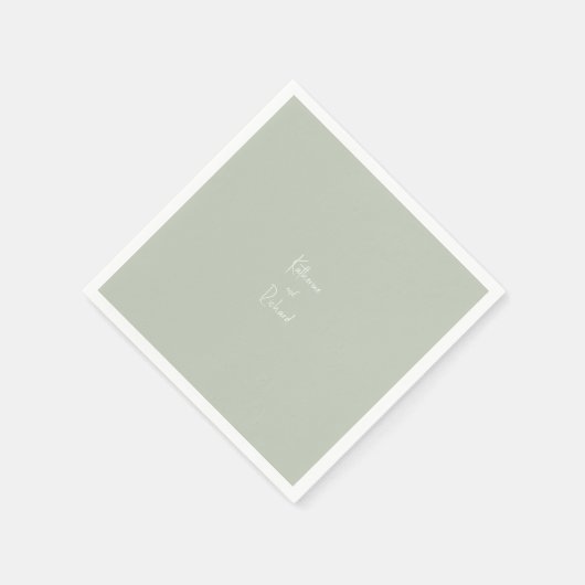 Serviette En Papier Simple Sage Léger Personnalisé Mariage Cocktail Se (Coin)