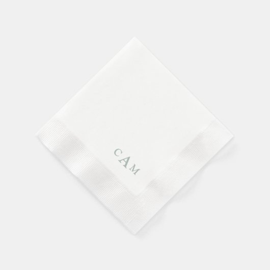 Serviette En Papier Simple Sage Monogram II Mariage Cocktail Napkins (Coin)