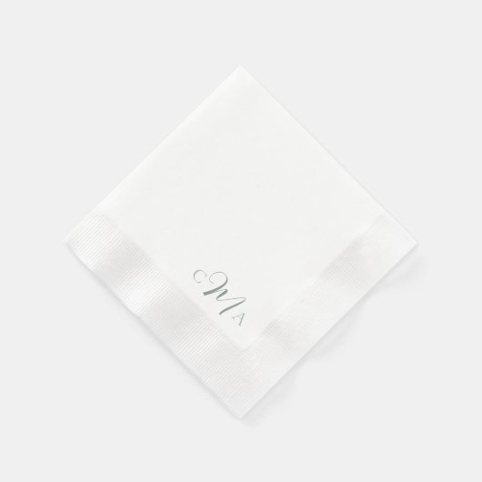 Serviette En Papier Simple Sage Monogramme Combo Police Mariage Cockta (Coin)