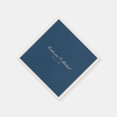 Serviette En Papier Simple Script Beau Mariage Bleu Nuit (Coin)