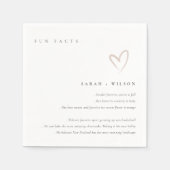 Serviette En Papier Simple Script Blush Heart Mariage Fun Facts (Devant)