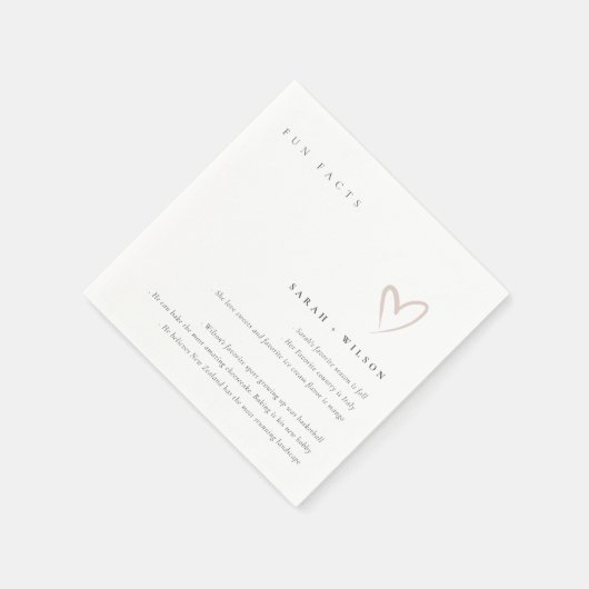 Serviette En Papier Simple Script Blush Heart Mariage Fun Facts (Coin)