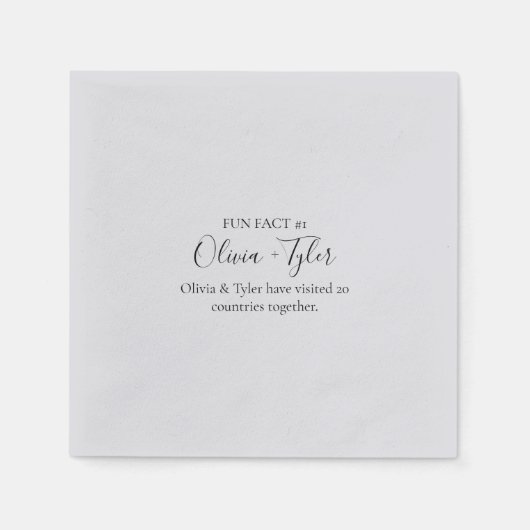 Serviette En Papier Simple Script Fun Fact Réception de mariage (Devant)