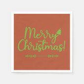 Serviette En Papier Simple Script Joyeux Noël sur papier rouge Brown (Devant)