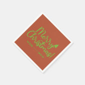 Serviette En Papier Simple Script Joyeux Noël sur papier rouge Brown (Coin)