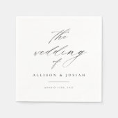 Serviette En Papier Simple Script Mariage Blanc (Devant)