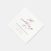 Serviette En Papier Simple Script Mariage Bordeaux Marron (Coin)