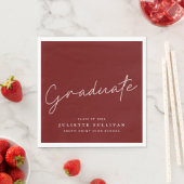 Serviette En Papier Simple Script Maroon Graduation Party (En situation)