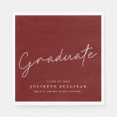 Serviette En Papier Simple Script Maroon Graduation Party (Devant)