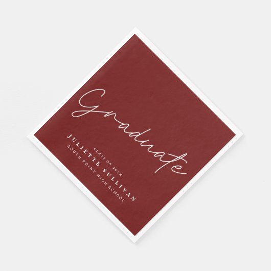Serviette En Papier Simple Script Maroon Graduation Party (Coin)