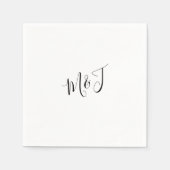 Serviette En Papier Simple Script moderne Couple Noir Initiales (Devant)