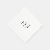 Serviette En Papier Simple Script moderne Couple Noir Initiales (Coin)