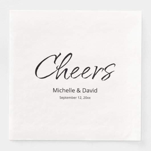 Serviette En Papier Simple Script Moderne Réception De Mariage Décontr (Devant)